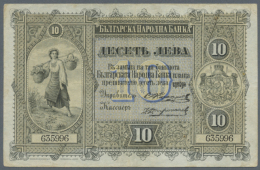 Bulgaria: 10 Leva ND(1899) P. A7a, Used With Center Fold, Corner Folds And Light Handling In Paper, But Still... - Bulgaria