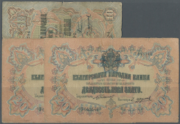 Bulgaria: Set Of 3 Notes Containing 2x 20 Leva ND(1904) P. 9b (both Notes A Bit Stronger Used With Folds And... - Bulgarije