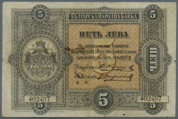 Bulgaria: 5 Silver Leva ND(1899), P.A6, Nice Looking Note With Strong Paper And Bright Colors, Several Folds, Tiny... - Bulgaria