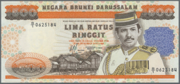 Brunei: 500 Ringgit 1989 P. 18a, Key Note Of This Series Which Is Seldom Offered On The Market, This Example... - Brunei