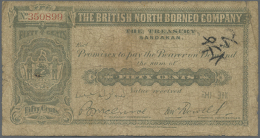 British North Borneo: 50 Cents 19xx (not Written Or Not Readable) P. 14, Stonger Used With Several Folds And... - Malaysie