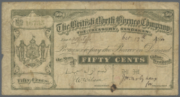 British North Borneo: 50 Cents 1900 P. 8, Size 174x91mm, Not As Mentioned In Pick 167x50mm, Date 1900 Is Even Not... - Malaysia