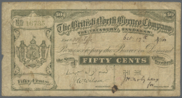 British North Borneo: 50 Cents 1900 P. 8, Size 174x91mm, Not As Mentioned In Pick 167x50mm, Date 1900 Is Even Not... - Malaysie