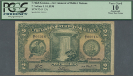 British Guiana: 2 Dollars 1938 P. 13b, A Rare And Searched-for Banknote, PCGS Graded Very Good 10, Apparent Minor... - Guyana