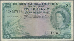 British Caribbean Territories: 5 Dollars 1953, P.9a In Well Worn Condition With A Number Of Folds And Stains.... - Oostelijke Caraïben