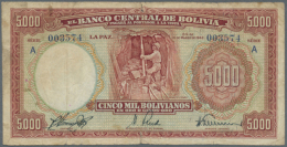 Bolivia: 5000 Bolivianos 1942 P. 136, Stronger Center Fold Which Causes A 5mm Tear At Upper And Lower Border... - Bolivia