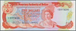 Belize: 5 Dollars 1980, P.39 In Fantastic Condition, Just A Tiny Dint At Right Border, Otherwise Perfect. Hard To... - Belize