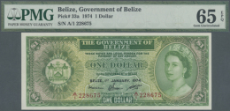 Belize: 1 Dollar 1974 P. 33a, PMG Graded 65 Gem Unc EPQ (R) - Belize