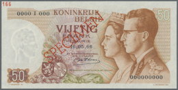 Belgium: 50 Francs 1966 Specimen P. 139s, With Zero Serial Numbers And Specimen Overprint, Light Handling At Upper... - Andere & Zonder Classificatie