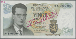 Belgium: 20 Francs 1968 Specimen P. 138s With Zero Serial Numbers, Specimen Overprint, One Light Dint In Center,... - Other & Unclassified