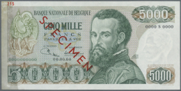 Belgium: 5000 Francs 1971-77 SPECIMEN, P.137s, Minor Creases In The Paper And Traces Of Glue At Left Border.... - Andere & Zonder Classificatie