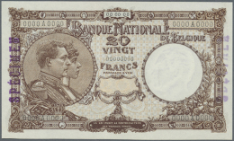 Belgium: 20 Francs ND SPECIMEN P. 94s, Rare Note With Zero Serial Numbers, Stamped Specimen At Left Border On... - Andere & Zonder Classificatie