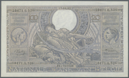 Belgium: Set With 4 Banknotes 1 Franc Société General De Belgique 1818, 50 And 100 Francs 1943/44 And... - Andere & Zonder Classificatie