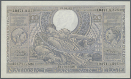 Belgium: Set With 4 Banknotes 1 Franc Société General De Belgique 1818, 50 And 100 Francs 1943/44 And... - Autres & Non Classés