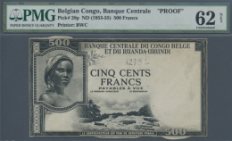 Belgian Congo: Set Of 2 PROOF Notes For A 500 Francs Note ND(1953-55) P. 28(p), Front And Back Serperatly Printed... - Zonder Classificatie