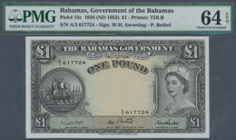 Bahamas: 1 Pound ND(1953) P. 15c, PMG Graded 64 Choice UNC EPQ. (R) - Bahama's