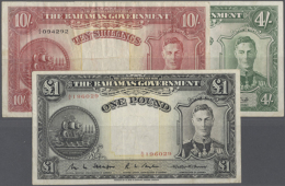 Bahamas: Set Of 3 Notes Containing 4 Shillings 1936 P. 9c (VF), 10 Shillings 1936 P. 10b (F+) And 1 Pounc 1936 P.... - Bahama's