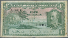 Bahamas: 4 Shillings ND(1930) P. 5, Stronger Used With Lots Of Handling, Borders A Bit More Worn, Very Strong... - Bahamas