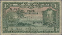 Bahamas: 4 Shillings L.1919 P. 5 KGV Portrait, Seldom Offered Note, Used With Folds And Strong Center And... - Bahamas