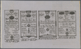 Austria: Uncut Sheet Of 7 FORMULAR Notes Containing 5, 10, 25, 50, 100, 500 And 1000 Gulden 1800 P. A31-A37... - Oostenrijk