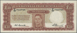 Australia: 10 Pounds 1949 KGV Rennick 60, Signed Coombs-Watt, Light Center Fold And Another Light Vertical Fold,... - Autres & Non Classés