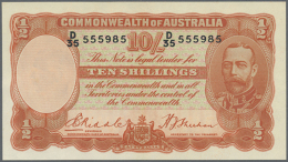 Australia: Highly Rare Set Of 3 CONSECUTIVE Banknotes 10 Shillings 1936 Portrait KGV, Issued During The Worldwide... - Andere & Zonder Classificatie