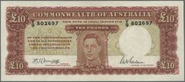 Australia: Set Of 2 CONSECUTIVE 10 Pounds ND(1940-52) Portrait KGV, Signatures Armitage-McFarlane, Great Rarity As... - Other & Unclassified