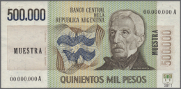 Argentina: 500.000 Pesos ND(1976-83) SPECIMEN P. 309s, 3 Pinholes At Upper Right, Light Dint At Left Border, Not... - Argentinië