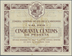 Andorra: 50 Centimes 1936, P.5 In Nearly Perfect Condition, Just A Tiny Spot At Lower Margin. Condition: AUNC (D) - Andorra