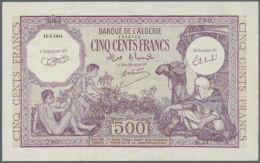 Algeria: 500 Francs 1944 P. 95, Light Center Fold, 2 Pinholes At Left, Corner Bends And Handling In Paper But No... - Algeria