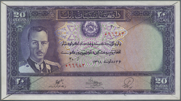 Afghanistan: 20 Afghanis ND(1939) P. 24a, Rare Banknote, Issued With Serial Number, With Bank Cancellation Lines On... - Afghanistan
