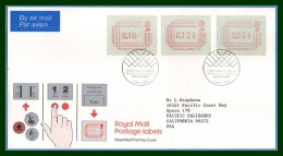 GB FDC Postage Labels 1984 Edinburgh  Distributeur - Post & Go (automatenmarken)