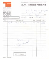 Factuur Facture - Drukkerij Timmermans  - Gent 1979 - Drukkerij & Papieren
