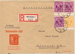 Allemagne Bizone Lettre Recommandée Wiesbaden 1945 - Marcofilie
