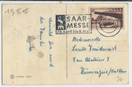 SAAR - 1955 - MECA "FOIRE De SARRE" - CARTE De SAARBRÜCKEN Pour HUNINGUE - Storia Postale