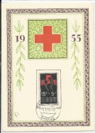 SAAR - 1955 - CARTE MAXIMUM De La CROIX-ROUGE (RED CROSS) De SAARBRÜCKEN - Maximumkarten