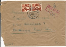 SAAR - 1947 - ENVELOPPE De SAARBRÜCKEN  Avec "TAXE PERCUE" Pour HUNINGUE (HAUT-RHIN) - Cartas & Documentos