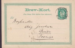 Norway Postal Stationery Ganzsache Entier 5 Øre Posthorn KRISTIANIA 1888 PKXP. No. 19A Sweden Cancel (2 Scans) - Postal Stationery