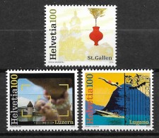 2014 Zu 1512-1514 / Mi 2351-2353 / YT 2277-2279 ST GALLEN, LUZERN, LUGANO ** / MNH - Unused Stamps