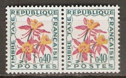 FRANCE   -  Taxe    -   1964 .  Y&T N° 100 ** En Paire.  Fleurs  /  Ancolies - 1960-.... Neufs