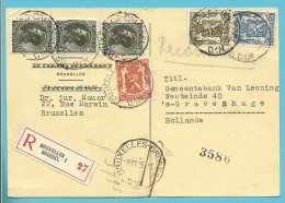 401+419+420+426  Op Kaart Aangetekend Met Stempel BRUXELLES 1 Naar 's GRAVENHAGE (Nederland) - 1934-1935 Leopoldo III