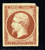 Empire Napoléon 25 Cent. Yv 15 Essai De Couleur Sur Baudruche   Bistre Brun Foncé - Andere & Zonder Classificatie