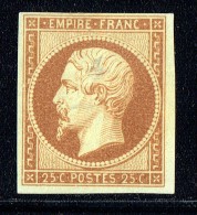 Empire Napoléon 25 Cent. Yv 15 Essai De Couleur Sur Baudruche   Bistre Jaune - Other & Unclassified