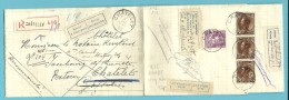 338+402 Op Brief Aangetekend Met Stempel CHATELET Naar Gosselies , Met Strookjes RETOUR..+NON RECLAME. + ABSENT... - 1934-1935 Leopoldo III