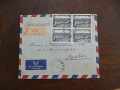 Lettre Colonies Françaises AEF Avec 4 TP En Recommandé Fort Crampel Bangui Pour Bambari 1958 - Storia Postale