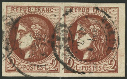 N°40B 2c Brun-rouge Très Foncé, Paire Pièce De Luxe - TB - Andere & Zonder Classificatie