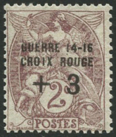 N°108 2c Brun-lilas Surchargé + 3c Au Profit De La Croix-rouge, (non émis) Signé Scheller - TB - Andere & Zonder Classificatie