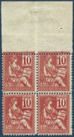 N°112 10c Rose, Bloc De 4 Belle Variété De Piquage Sur La Paire Supérieure - TB - Autres & Non Classés