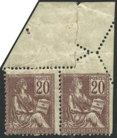 N°113 20c Brun Lilas, Paire Superbe Variété De Piquage - TB - Autres & Non Classés