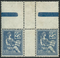 N°114 25c Bleu, Paire Avec Haut De Feuille - TB - Autres & Non Classés